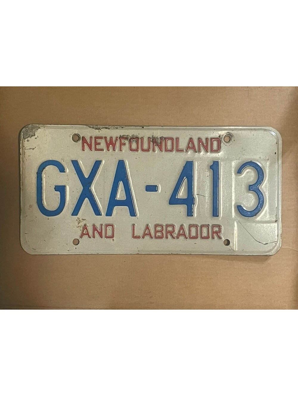Newfoundland Labrador License Plate GXA 413 US Military Base Argentia Goose Bay